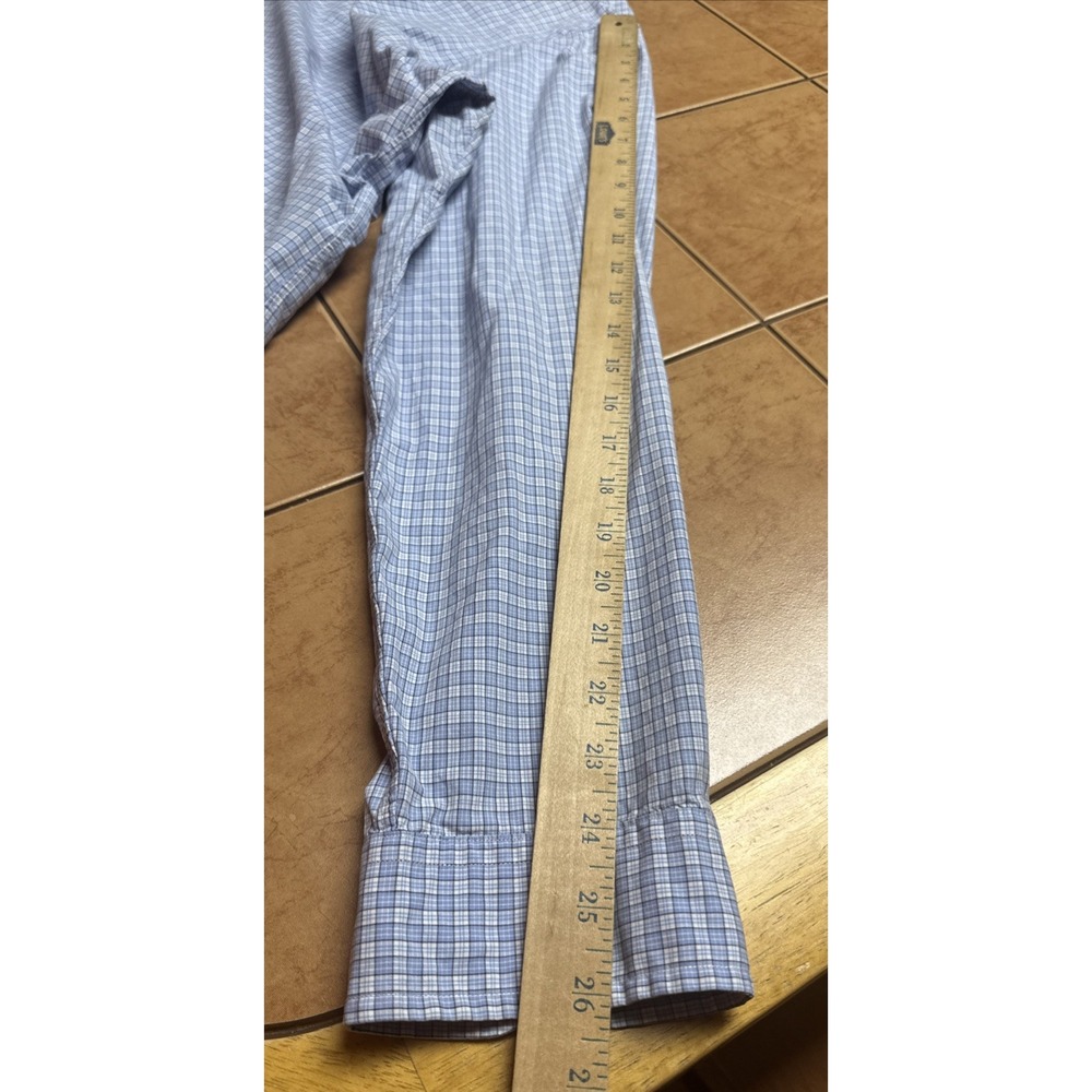 Polo Ralph Lauren Men's Blue Plaid Dress Button Front Shirt Sz 18 46 Pony Logo - Picture 6 of 7